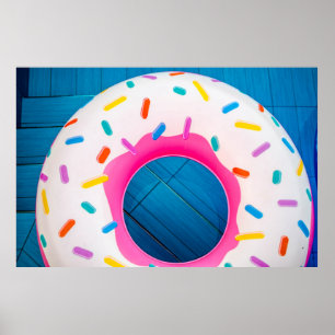 Poster Yellow and pink doughnut floater