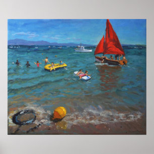 Poster Yellow Buoy and Red Sails Abersoch