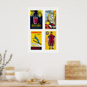Poster Yellow Croatian Matchbox Labels Grid Print (Cuisine)