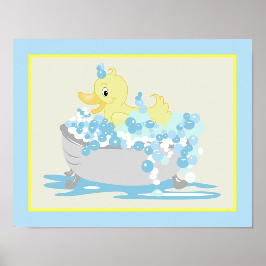 Poster Yellow Duck in Tub Bathroom Art Print (Devant)