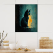 Poster Yellow-Eyed Feline in Moody Brushwork (Cuisine)
