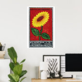 Poster Yellow FLower - Matchbox Print - Czech Wall Art (Bureau à domicile)
