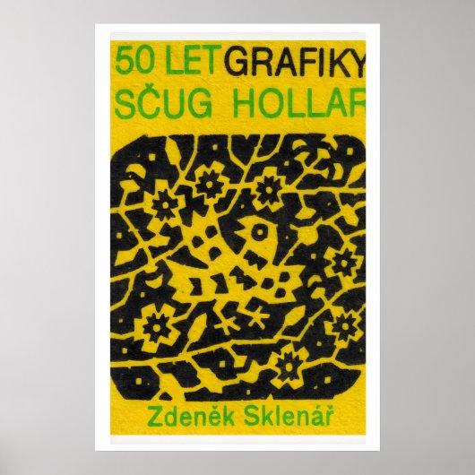 Poster Yellow Folk Pattern - Matchbox Print - Czech Wall (Devant)