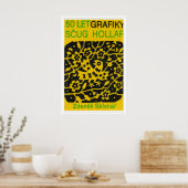 Poster Yellow Folk Pattern - Matchbox Print - Czech Wall (Cuisine)
