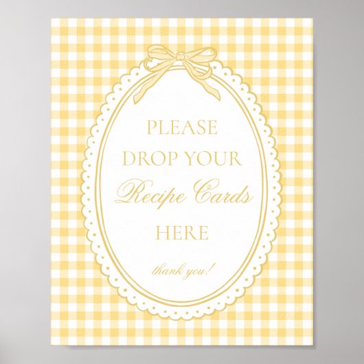 Poster Yellow Gingham Coquette Bow Share a Recipe (Devant)