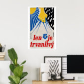 Poster Yellow Hand Holding Blue Lightning Czechoslovakia (Bureau à domicile)