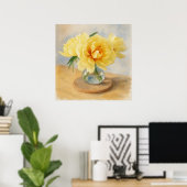 Poster Yellow Peonies – Watercolor Art Print (Bureau à domicile)