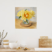 Poster Yellow Peonies – Watercolor Art Print (Cuisine)