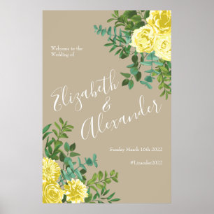 Poster Yellow Vintage Rose Elegant Wedding