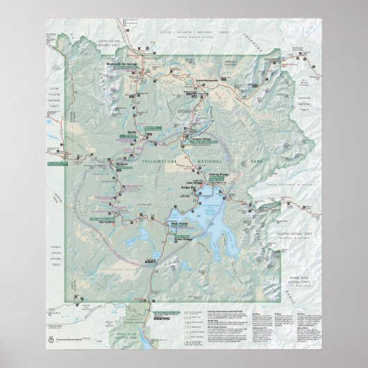 Poster Yellowstone National Park 2026 map (Devant)