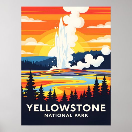 Poster Yellowstone National Park – Vibrant Geyser (Devant)