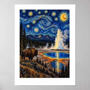 Poster Yellowstone sous les étoiles