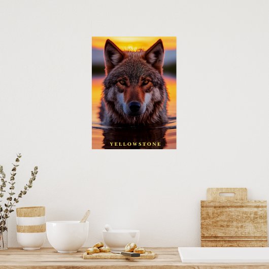 Poster Yellowstone Wolf (Cuisine)