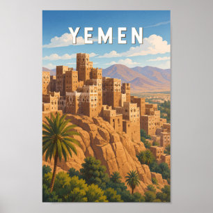 Poster Yémen Illustration Voyage Art Vintage