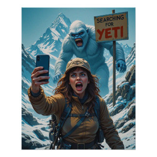 Poster Yeti Bigfoot Sasquatch selfie Mont Everest