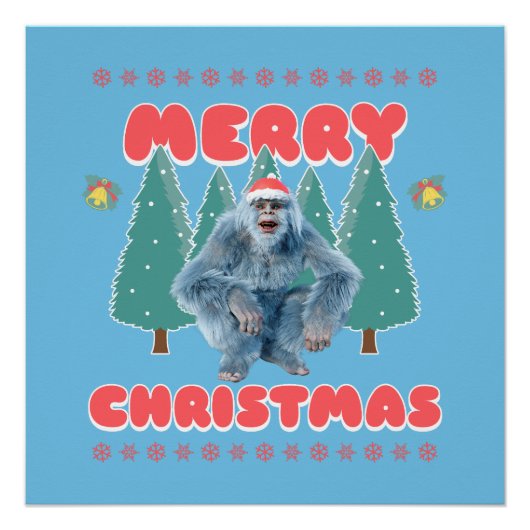 Poster Yeti Drôle - Joyeux Noël (Devant)