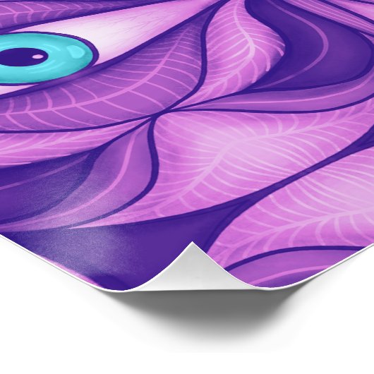 Poster Yeux Bleus Quirky Dans Motif Mystique Violet (Coin)