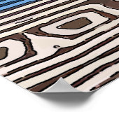 Poster Yeux de hibou Abstraits, lignes bleues (Coin)