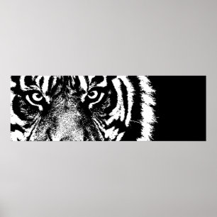 Poster Yeux de tigre de Sumatra noir et blanc