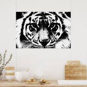 Poster Yeux de tigres noirs et blancs (Cuisine)