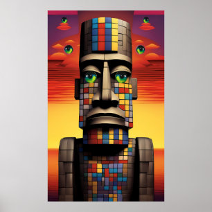 Poster Yeux du surréalisme de la pop pop moais Ken Gage