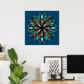 Poster Yeux Étranges Avec Double Fleur Iris Mandala (Bureau à domicile)