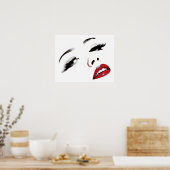 Poster Yeux foncés Lèvres rouges Les femmes face maquilla (Cuisine)
