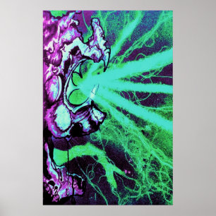 Poster Yeux laser Aliens avec langue de reptile