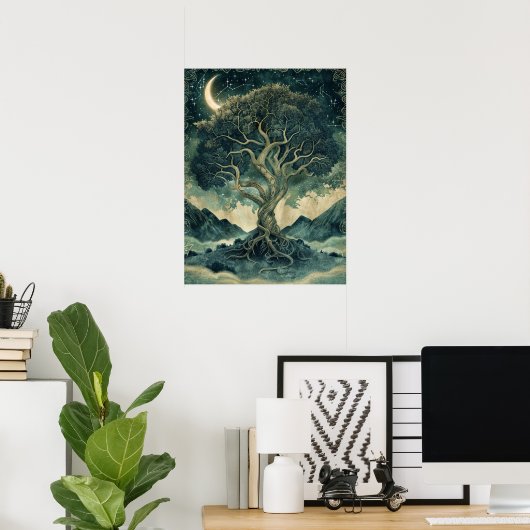 Poster Yggdrasil Norse Samhain Halloween nordique (Bureau à domicile)