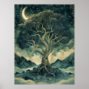 Poster Yggdrasil Norse Samhain Halloween nordique