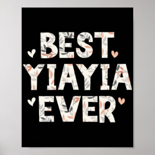 Poster Yiayia Jamais Floral Famille Amour Coeurs Yia-yia