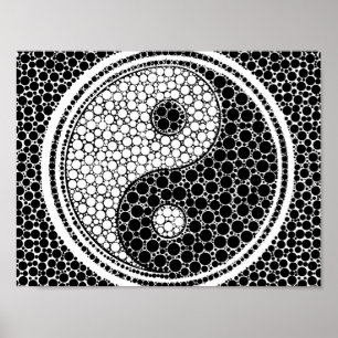 Poster Yin et art de point de Yang noir et blanc