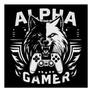 Poster Yin Yang Alpha Gamer Loup
