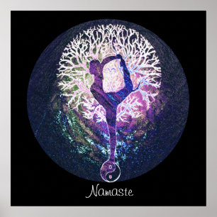 Poster Yin Yang, arbre de la vie, yoga de Namaste