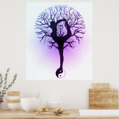 Poster Yin Yang, Arbre de Vie, Femmes, Yoga Purple (Cuisine)