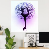 Poster Yin Yang, Arbre de Vie, Femmes, Yoga Purple (Bureau à domicile)