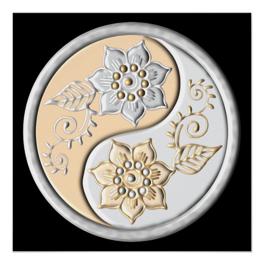 Poster Yin Yang argent et or (Devant)