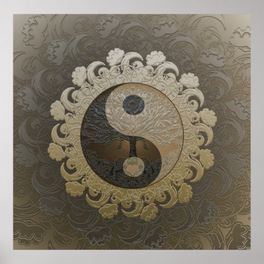 Poster Yin Yang avec l'arbre de vie par Amelia Carrie dan (Devant)