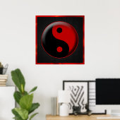 POSTER YIN YANG BLACK RED 3D (Bureau à domicile)