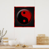 POSTER YIN YANG BLACK RED 3D (Cuisine)