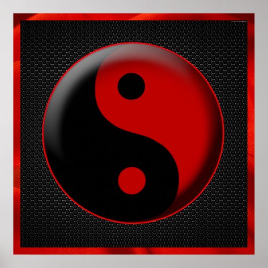 POSTER YIN YANG BLACK RED 3D (Devant)