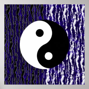 Poster Yin Yang Bleu Tranquillité Énergie Zen