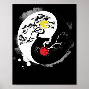 Poster Yin Yang Bonsai Tree Japonais Bouddhiste Zen