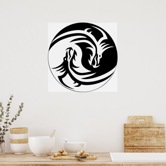 Poster Yin Yang Dragons (Cuisine)