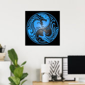Poster Yin Yang Dragons, bleu et noir (Bureau à domicile)