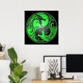 Poster Yin Yang Dragons, green and black (Bureau à domicile)