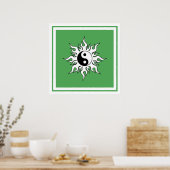 Poster Yin Yang Green Sun Tribal Zen chinois (Cuisine)