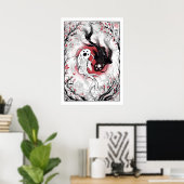 Poster Yin yang koi pêche l'affiche japonaise (Bureau à domicile)