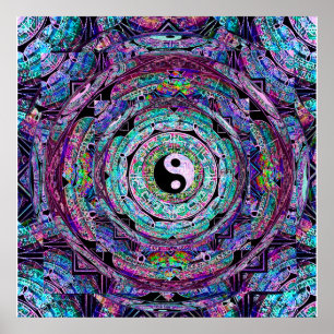 Poster Yin Yang Mandala Purple