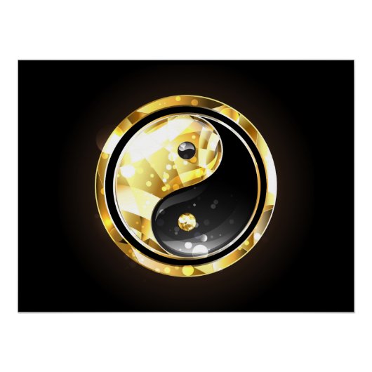 Poster Yin Yang or sur noir (Devant)